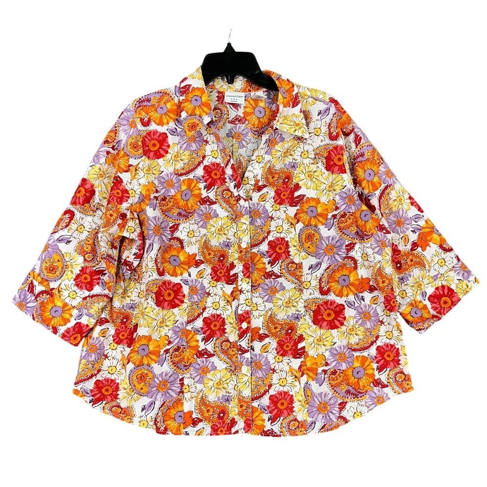 Covington Womens‎ Button Up Shirt 20W Floral Casual Business Layering Everyday